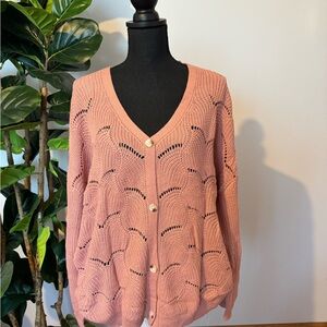 Chic Pink Button-Up Cardigan